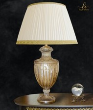 Lampada da tavolo classica salotto grande elegante cristallo  AMBRA con paralume