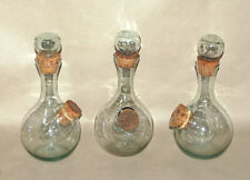 3 pezzi vecchia caraffa in vetro con vano ghiaccio 2 tappi antica bottiglia frigo vino decanter