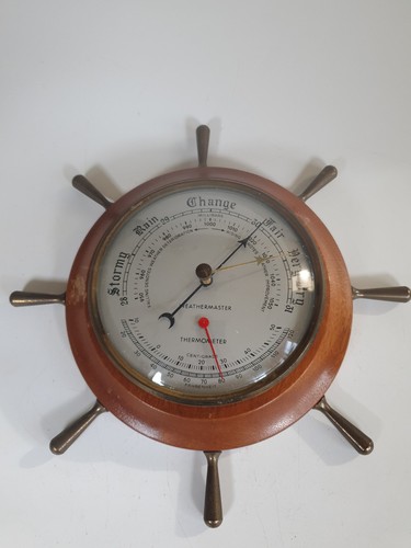 Vintage ships wheel barometer - vintage,