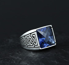 Anello uomo 925 pietra zaffiro
