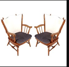 Sedie a dondolo Chiavari in castagno con molle, anni '30, set di 2