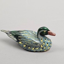 SCULTURA ANATRA in Ceramica TERRACOTTA  HAMBURG GERMANY decorata a mano Vintage