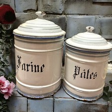 Antichi Vasi Smaltati Anni ‘20 Barattoli Spezie Cucina Brocante Country Set