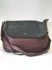 Borsa Fossil Preston Flap Crossbody ZB5942 – Pelle Marrone Bordeaux e Nera –...