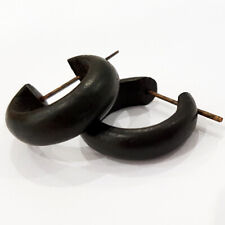 NERO NERI 1 PAIO ORECCHINI LEGNO DI COCCO FATTI A MANO NUOVI ORECCHINO gk