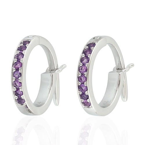 Orecchini huggie amatista e - in,