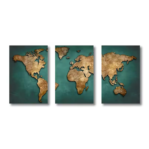 Quadro tela trittico mappa - trittico,