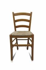 Sedia cucina classica Venezia in legno massello tinta rovere seduta impagliata