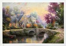 Thomas Kinkade LAMPLIGHT MANOR litografia firmata a mano 24" x 36"
