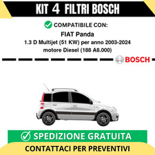 KIT BOSCH 4 Filtri tagliando per FIAT Panda 1.3 D Multijet 51 kw Diesel 2003-...