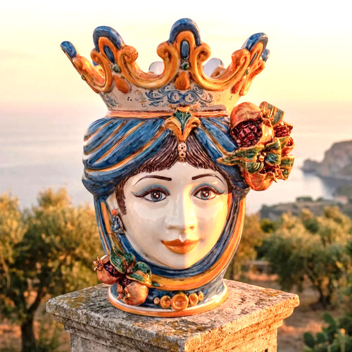 Testa moro vaso ceramica - vaso,