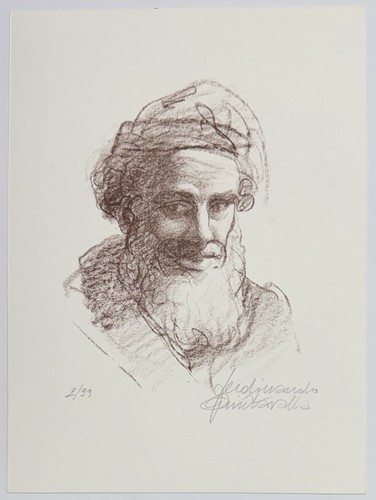 Uomo pensiero litografia - di,