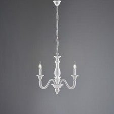 Lampadario in legno bianco