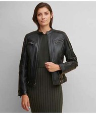 Giacca donna nera biker pelle