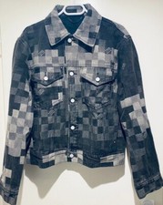 ' Veste Louis Vuitton, modèle classique en denim damier, taille 46, noir et gris