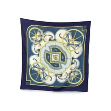 Autentica sciarpa carrozza Hermes vintage seta blu Washington 1979 Caty Latham