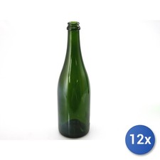 12x Bottiglia vetro colore verde per spumante con capacità ml 750 tappo corona