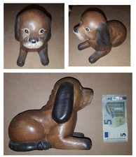 Cane in legno massiccio cm 17x15 artigianato orientale vintage cucciolo beagle