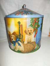 sconto SCATOLA LATTA ROTONDA PANDORO BALOCCO DA 750 DECORO CUCCIOLI CANI NATALE