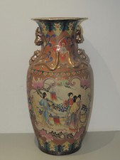 ANTICO GRANDE VASO IN PORCELLANA CINESE, MANICI LYON ORO, QING DY