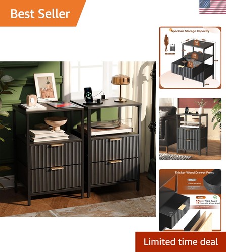 Nightstands set black - nightstands, 2