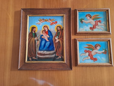 Trittico di quadri vintage, No Antico (anni '90) dipinti su vetro (Pincisanti)