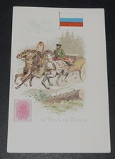 CPA CARTE POSTALE CHROMO 1900 LA POSTE EN RUSSIE TASR TRAINEAU ROSSIJA