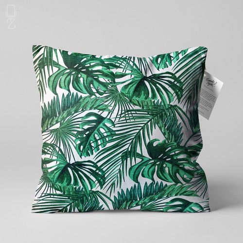 Copricuscino verde con foglie - copricuscino,