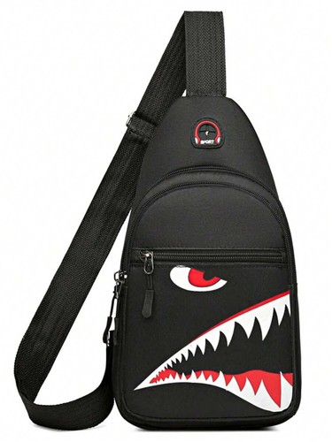 Zaino monospalla con squalo - con,