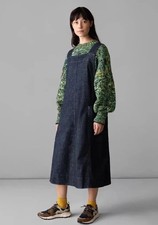 Abito Toast Thea Pinafore taglia UK 18--Midi blu indaco denim senza maniche linea A