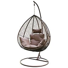 Sedia dondolo poltrona sospesa pensile in rattan design ovetto giardino marrone