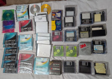LOTTO MATERIALE INFORMATICO FLOPPY DISK CD-R CD-RW VERGINI USATI TDK 3M VINTAGE!