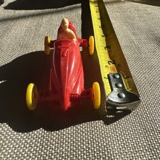 Vintage Pyro Plastica Giocattolo Auto da Corsa #7 Soap Box Racer 3,5" Rosso Giallo Pneumatici Driver