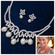 Principessa Diana ’S Cigno Lago Suite Replica, Con 5A Cz e Perle di Conchiglia