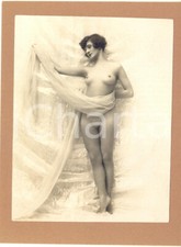 1930 ca EROTICA VINTAGE Donna nuda posa con lungo velo - Foto 11x15 cm