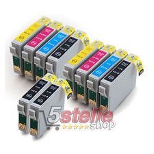 KIT 10 CARTUCCE PER STAMPANTE EPSON STYLUS SX205 SX 205 NERO + COLORE