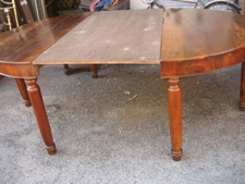 TAVOLO TONDO ANTICO META' '800 CARLO X  DIVISIBILE IN 2 CONSOLE - NOCE MASSELLO