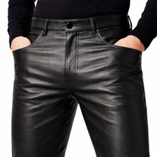 Pantalone uomo pelle nera pura