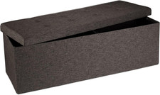 Pouf Pieghevole Con Contenitore XXL, Panca Divanetto Portaoggetti, Lino, Hxlxp 3