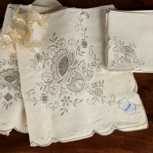 Tovaglia antica lino con - tovaglia, 12