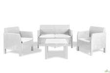 SET DA GIARDINO RATTAN 4 POSTI DIVANO 122x65xH76 CM 2 POLTRONE TAVOLINO