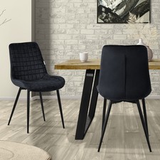 Set 2 sedie da sala da pranzo velluto nero poltrona da soggiorno sedia salotto