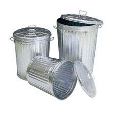 Bidone zincato con coperchio pattumiera rifiuti per esterno giardino 35 62 80 LT