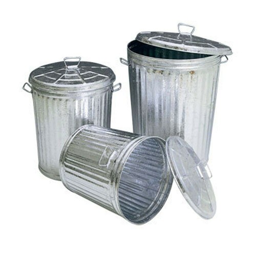 Bidone zincato con coperchio