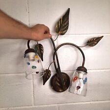 Illuminazione applique 2 luci struttura acciaio anticato e tazza con murrina