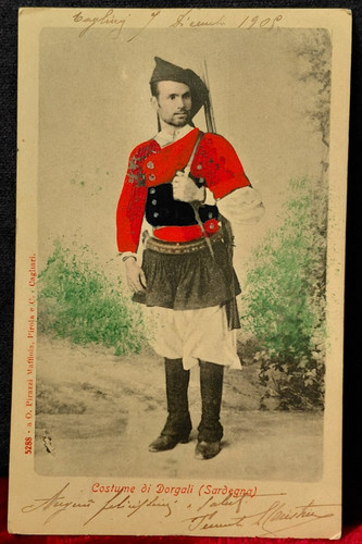 Cartolina costumi sardi - costumi,