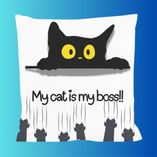 Cuscino “My Cat Is My Boss!!” – Bianco – " spedizione inclusa "