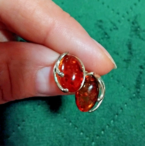 Orecchini argento ambra - argento, e