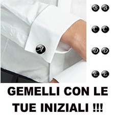 COPPIA DI GEMELLI IN ACCIAIO CON LETTERE INIZIALI POLSO CAMICIA CERIMONIA FESTA