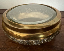 Antica scatola portabijoux o portaconfetti / rose - metallo dorato